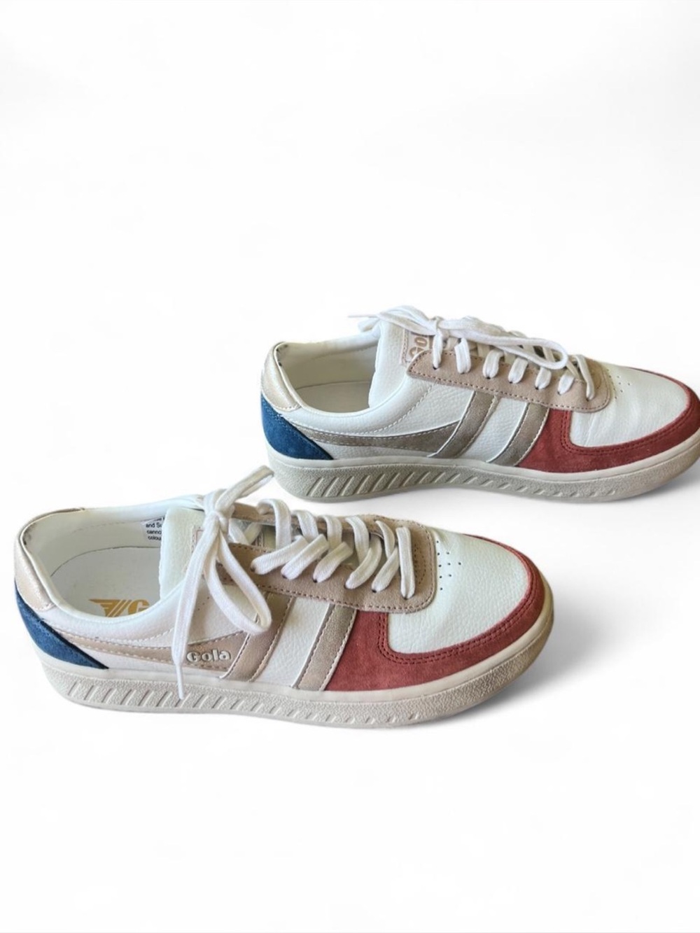 Gola Grandslam Quadrant Colorblock Sneakers Off White Leather & Suede US 9